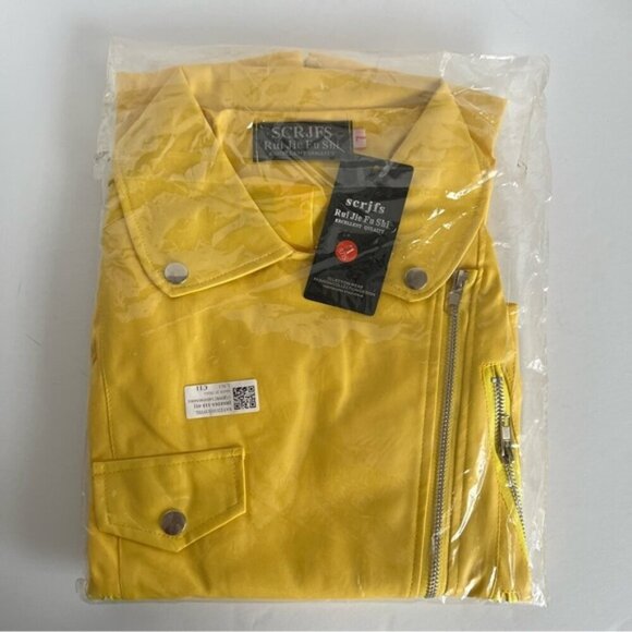 🩷 SCRJFS - Women's Faux Leather Motorcycle Jacket - Yellow. Size: L. NWT. (1784) - Picture 2 of 12